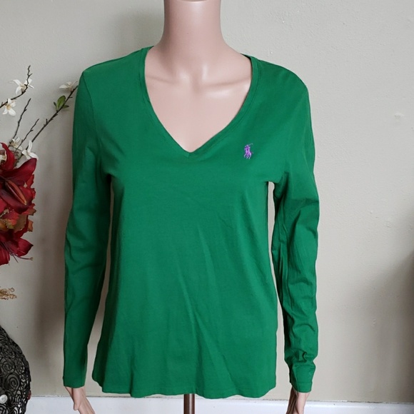 Ralph Lauren Tops - Ralph Lauren v-neck green long sleeve t-shirt